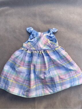 Gymboree Pastel Plaid Ruffle Shoulder Dress - Blue, Pink, Yellow, Green